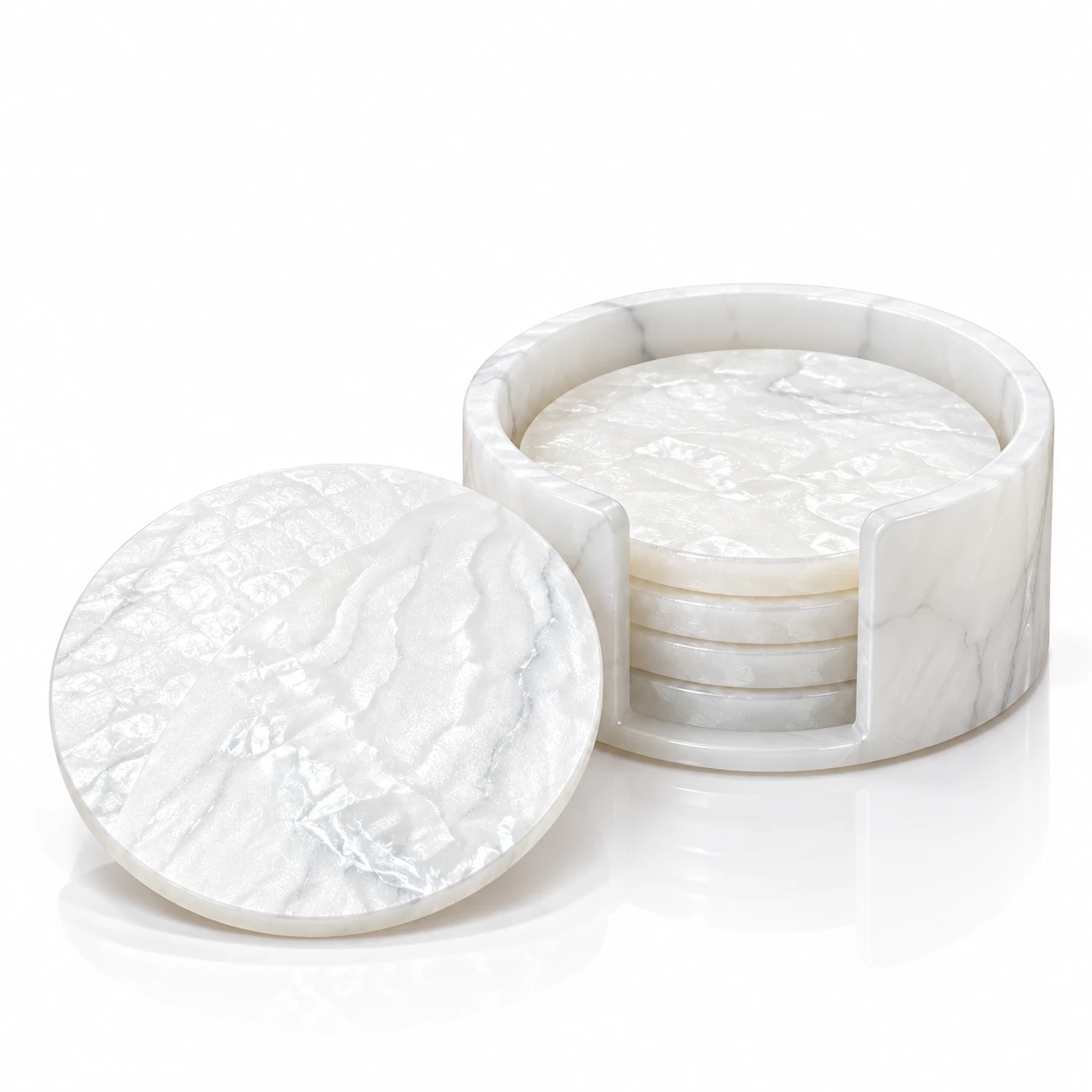 Acrylic Marble-Look Coasters with Stand - view 2